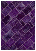 Purple Over Dyed Patchwork Unique Rug 5'4'' x 7'7'' ft 163 x 230 cm