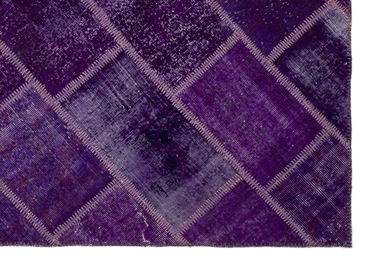 Purple Over Dyed Patchwork Unique Rug 5&#39;4&#39;&#39; x 7&#39;7&#39;&#39; ft 163 x 230 cm