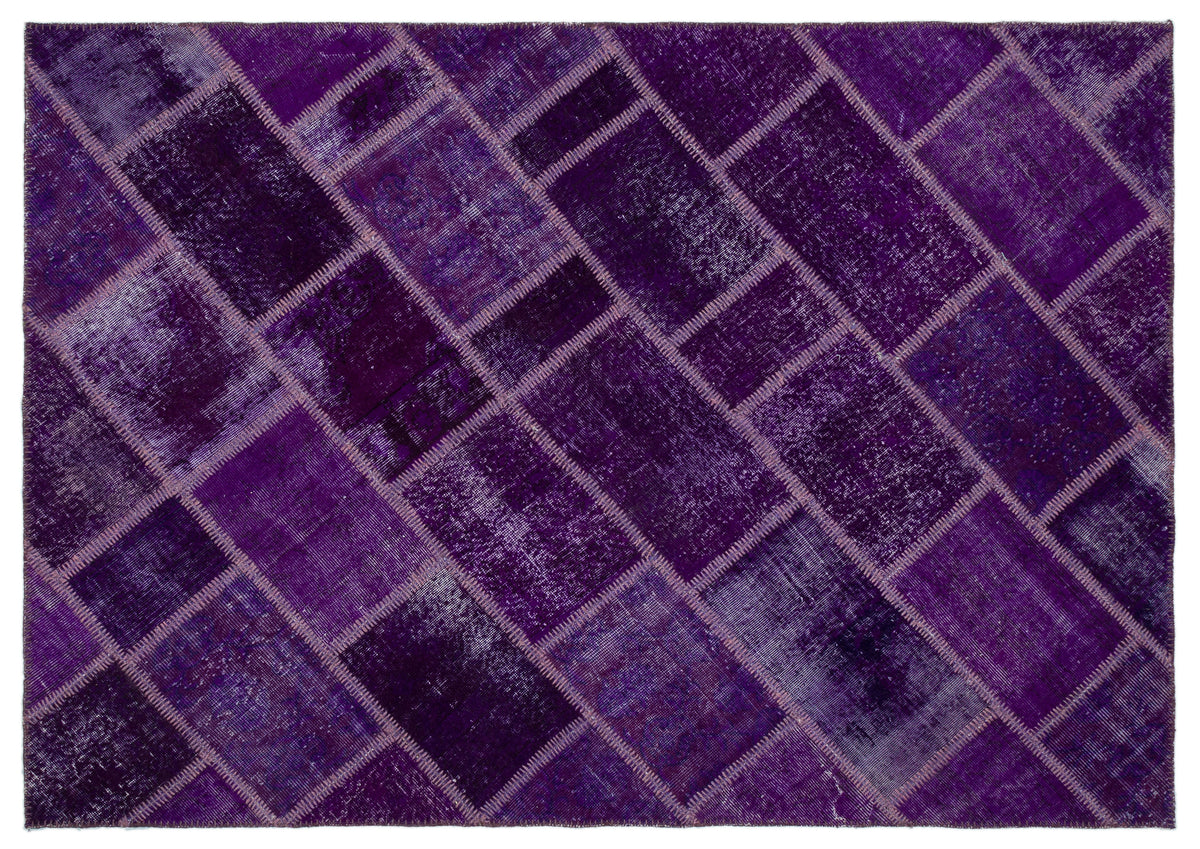 Purple Over Dyed Patchwork Unique Rug 5&#39;4&#39;&#39; x 7&#39;7&#39;&#39; ft 163 x 230 cm