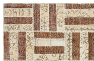 Beige Over Dyed Patchwork Unique Rug 5'3'' x 8'2'' ft 160 x 250 cm