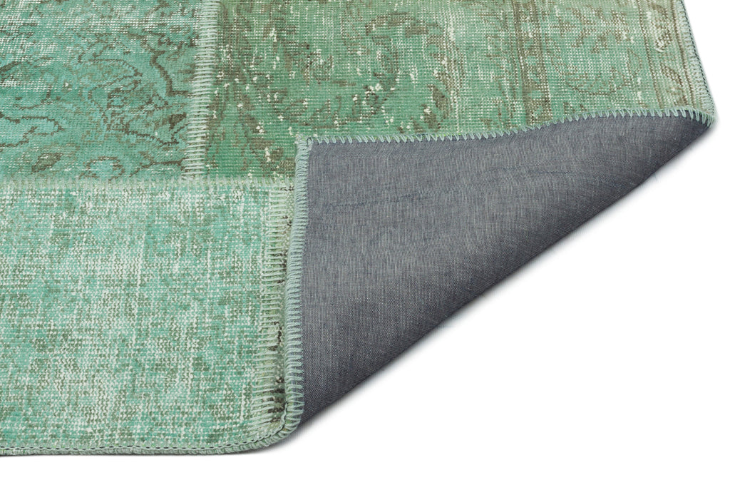 Green Over Dyed Patchwork Unique Rug 5'3'' x 7'7'' ft 160 x 230 cm