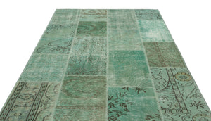 Green Over Dyed Patchwork Unique Rug 5'3'' x 7'7'' ft 160 x 230 cm