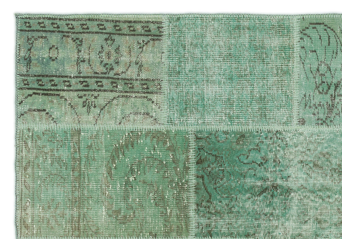 Green Over Dyed Patchwork Unique Rug 5&#39;3&#39;&#39; x 7&#39;7&#39;&#39; ft 160 x 230 cm