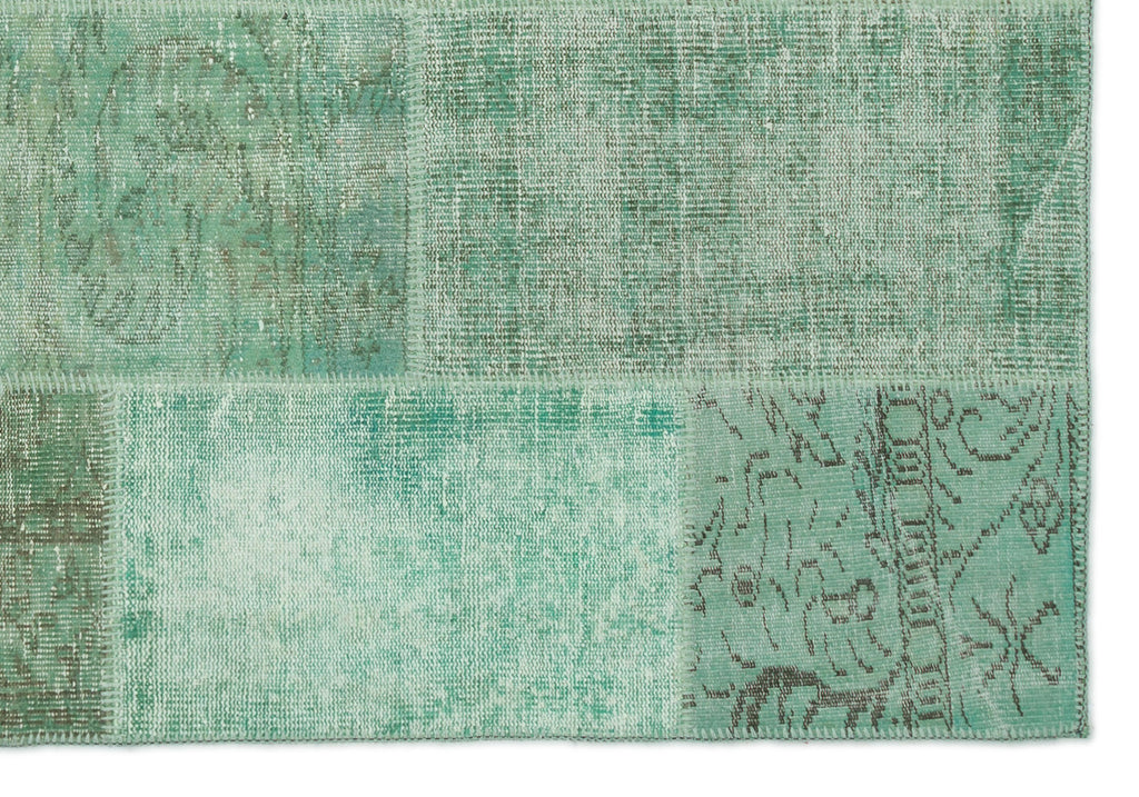 Green Over Dyed Patchwork Unique Rug 5'3'' x 7'7'' ft 160 x 230 cm