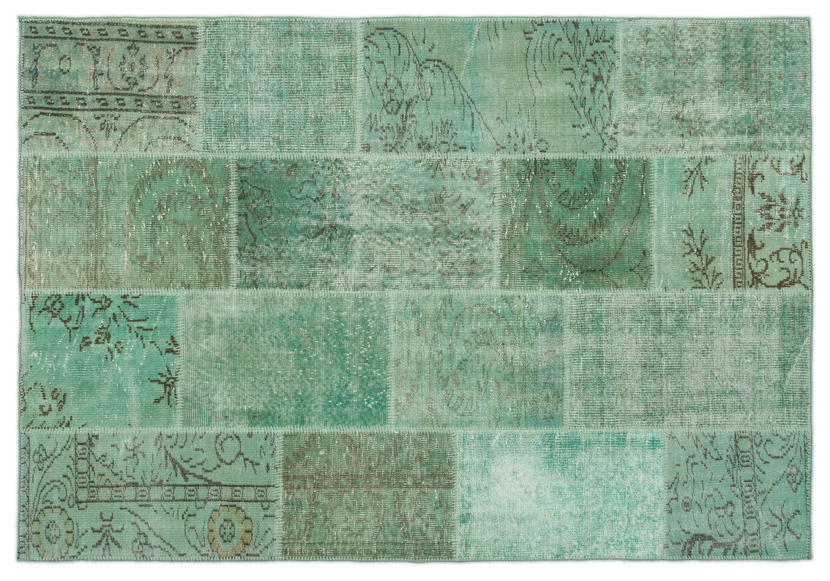 Green Over Dyed Patchwork Unique Rug 5&#39;3&#39;&#39; x 7&#39;7&#39;&#39; ft 160 x 230 cm