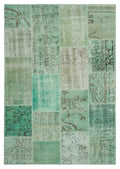Green Over Dyed Patchwork Unique Rug 5'3'' x 7'7'' ft 160 x 230 cm