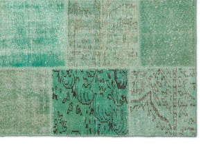 Green Over Dyed Patchwork Unique Rug 5'3'' x 7'7'' ft 160 x 230 cm