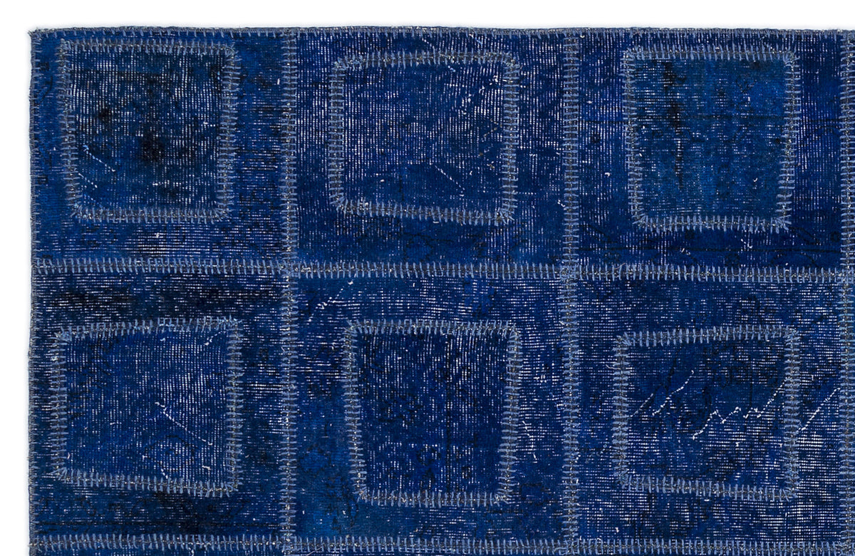 Blue Over Dyed Patchwork Unique Rug 5&#39;3&#39;&#39; x 7&#39;7&#39;&#39; ft 160 x 230 cm