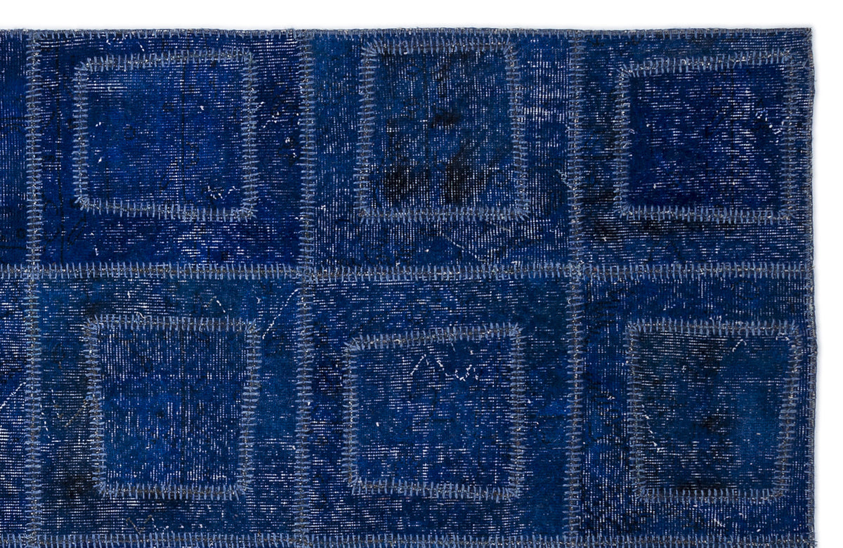 Blue Over Dyed Patchwork Unique Rug 5&#39;3&#39;&#39; x 7&#39;7&#39;&#39; ft 160 x 230 cm