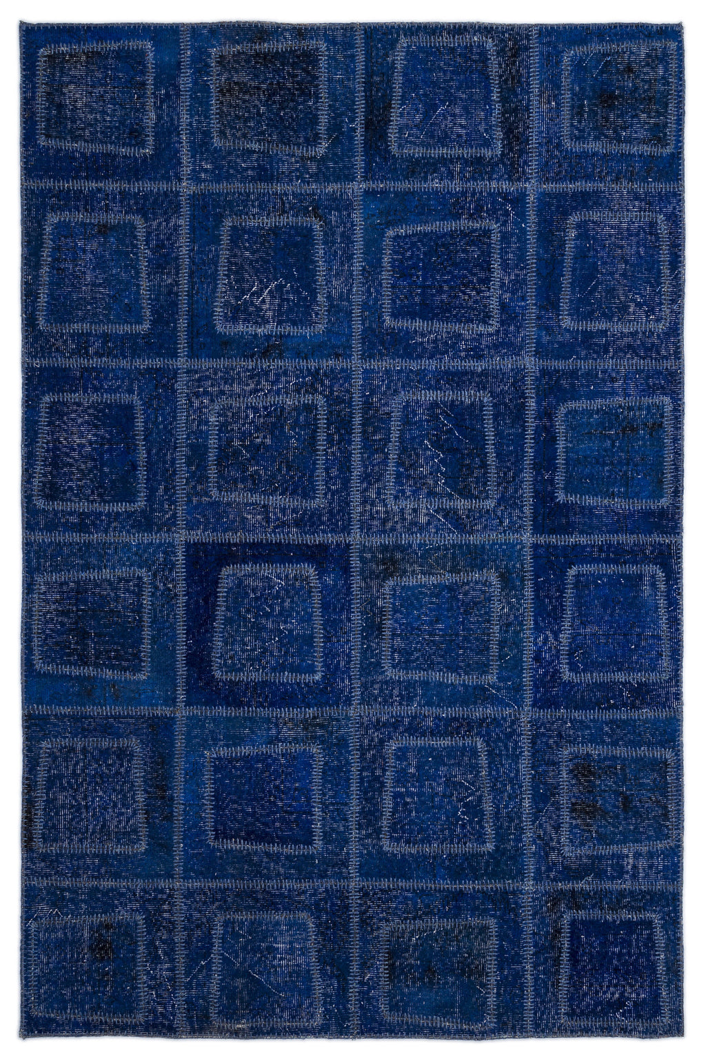 Blue Over Dyed Patchwork Unique Rug 5'3'' x 7'7'' ft 160 x 230 cm