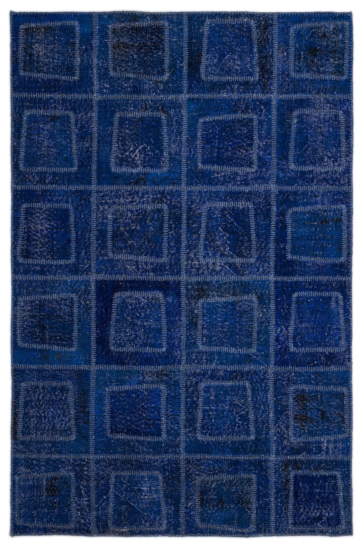 Blue Over Dyed Patchwork Unique Rug 5&#39;3&#39;&#39; x 7&#39;7&#39;&#39; ft 160 x 230 cm
