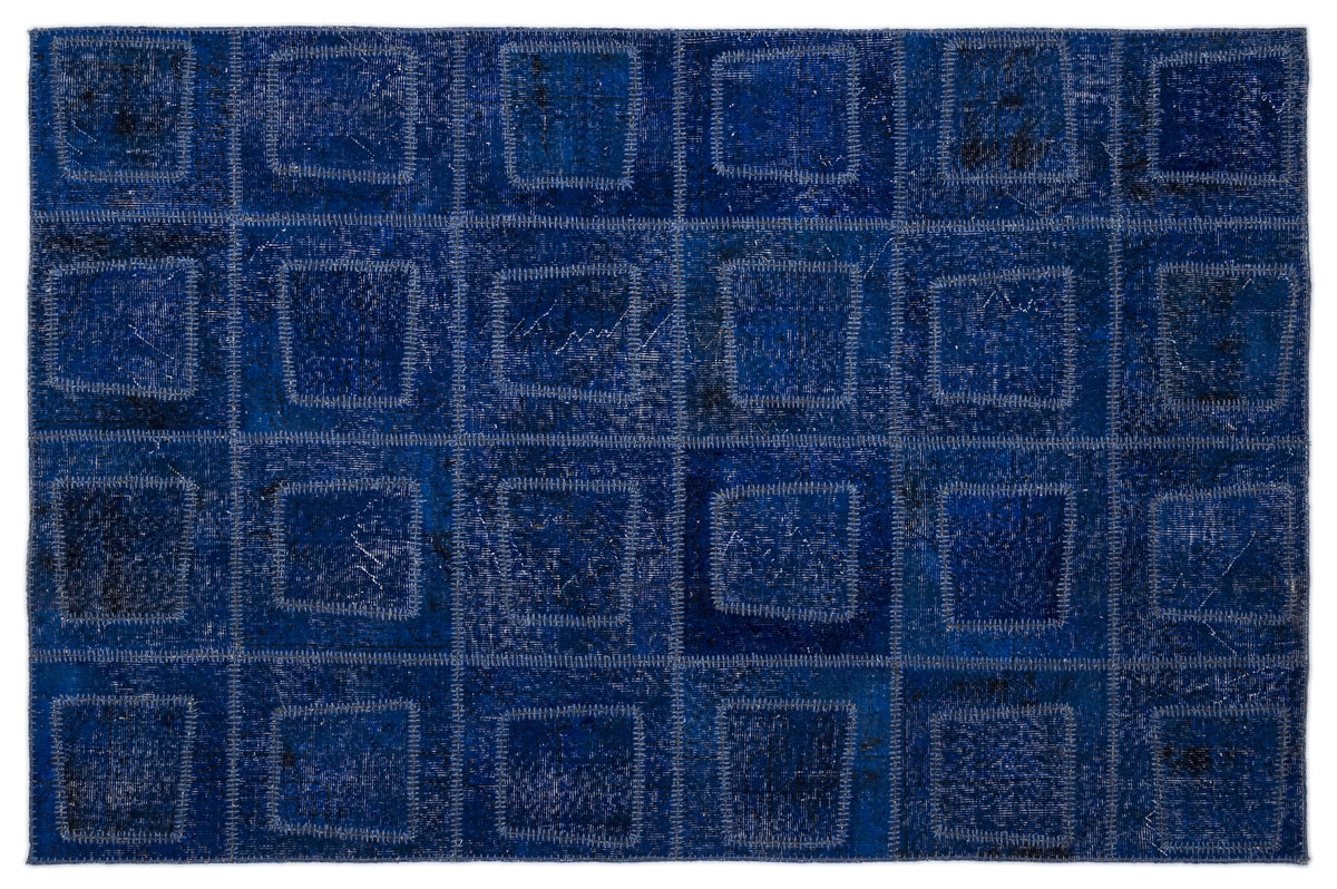 Blue Over Dyed Patchwork Unique Rug 5&#39;3&#39;&#39; x 7&#39;7&#39;&#39; ft 160 x 230 cm
