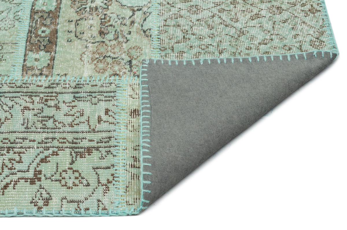 Green Over Dyed Patchwork Unique Rug 5&#39;3&#39;&#39; x 7&#39;7&#39;&#39; ft 160 x 231 cm