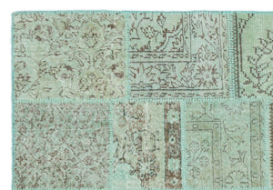 Green Over Dyed Patchwork Unique Rug 5'3'' x 7'7'' ft 160 x 231 cm