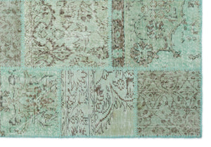 Green Over Dyed Patchwork Unique Rug 5'3'' x 7'7'' ft 160 x 231 cm