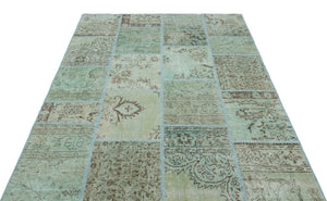 Green Over Dyed Patchwork Unique Rug 5'3'' x 7'7'' ft 160 x 232 cm