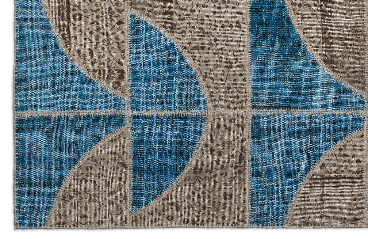 Turquoise  Over Dyed Patchwork Unique Rug 5&#39;3&#39;&#39; x 7&#39;7&#39;&#39; ft 160 x 230 cm
