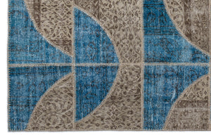 Turquoise  Over Dyed Patchwork Unique Rug 5'3'' x 7'7'' ft 160 x 230 cm