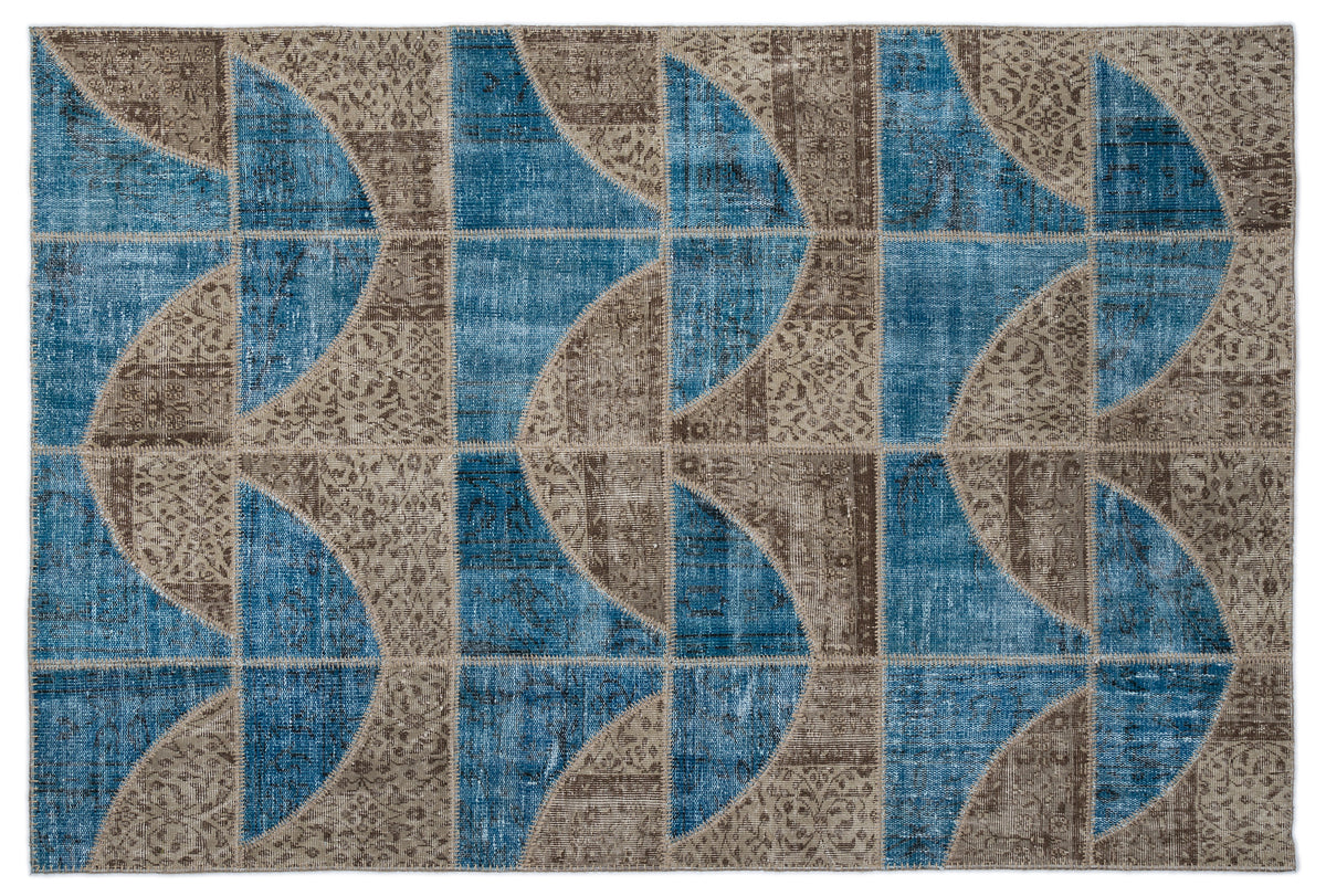 Turquoise  Over Dyed Patchwork Unique Rug 5&#39;3&#39;&#39; x 7&#39;7&#39;&#39; ft 160 x 230 cm