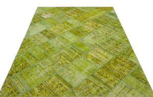 Green Over Dyed Patchwork Unique Rug 5'3'' x 7'7'' ft 161 x 231 cm