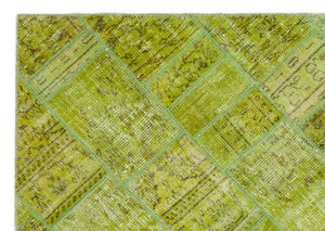 Green Over Dyed Patchwork Unique Rug 5'3'' x 7'7'' ft 161 x 231 cm