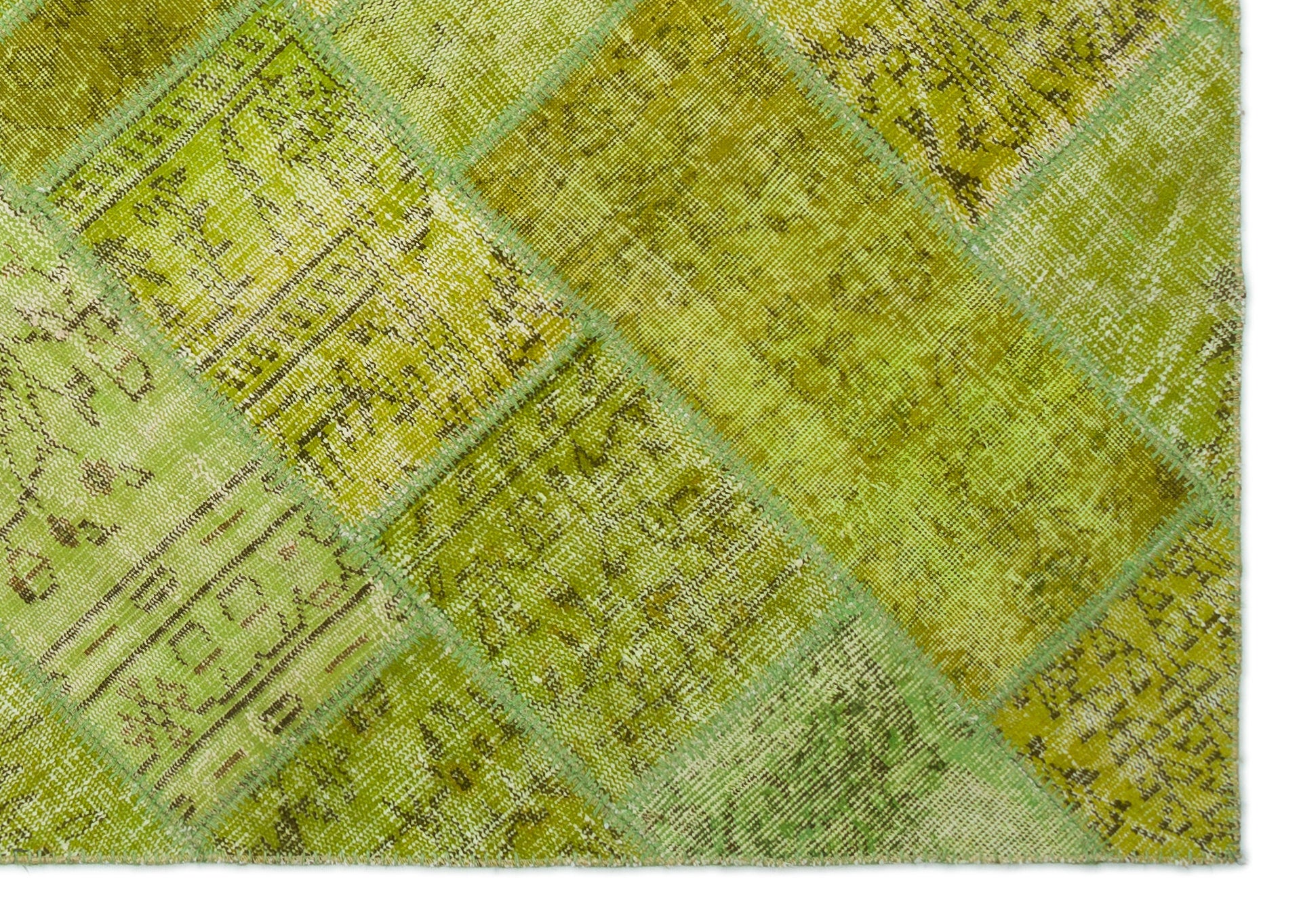 Green Over Dyed Patchwork Unique Rug 5'3'' x 7'7'' ft 161 x 231 cm