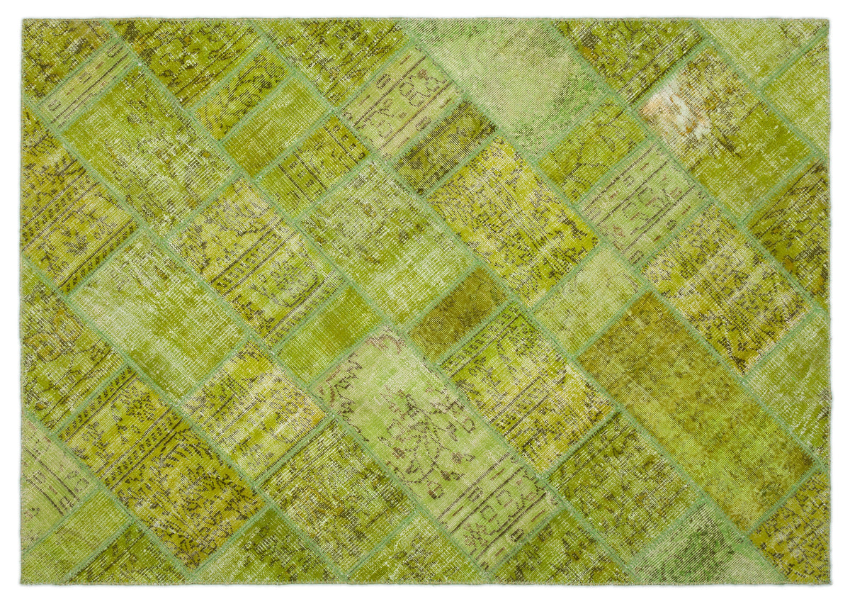 Green Over Dyed Patchwork Unique Rug 5&#39;3&#39;&#39; x 7&#39;7&#39;&#39; ft 161 x 231 cm