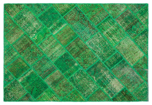 Green Over Dyed Patchwork Unique Rug 5'3'' x 7'7'' ft 160 x 232 cm