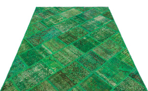 Green Over Dyed Patchwork Unique Rug 5'3'' x 7'7'' ft 160 x 232 cm