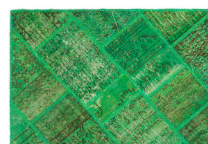 Green Over Dyed Patchwork Unique Rug 5'3'' x 7'7'' ft 160 x 232 cm