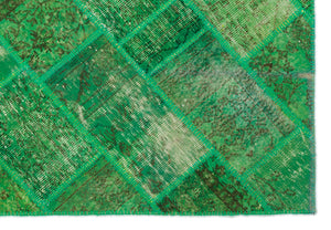 Green Over Dyed Patchwork Unique Rug 5'3'' x 7'7'' ft 160 x 232 cm