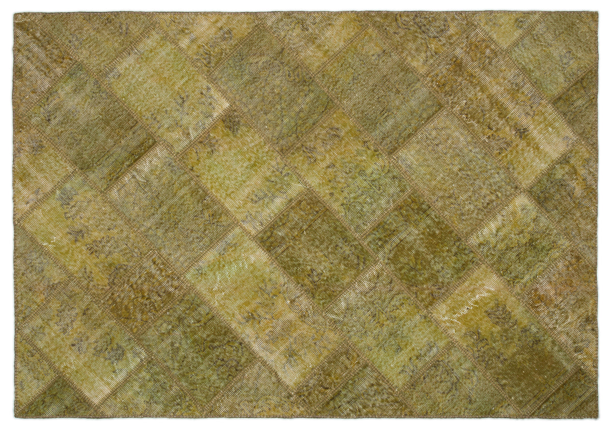 Green Over Dyed Patchwork Unique Rug 5'3'' x 7'7'' ft 160 x 230 cm