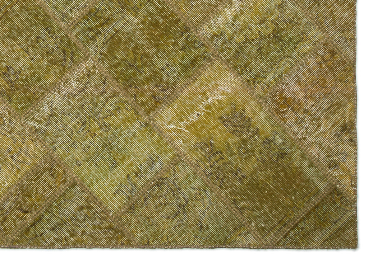 Green Over Dyed Patchwork Unique Rug 5'3'' x 7'7'' ft 160 x 230 cm