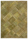 Green Over Dyed Patchwork Unique Rug 5'3'' x 7'7'' ft 160 x 230 cm