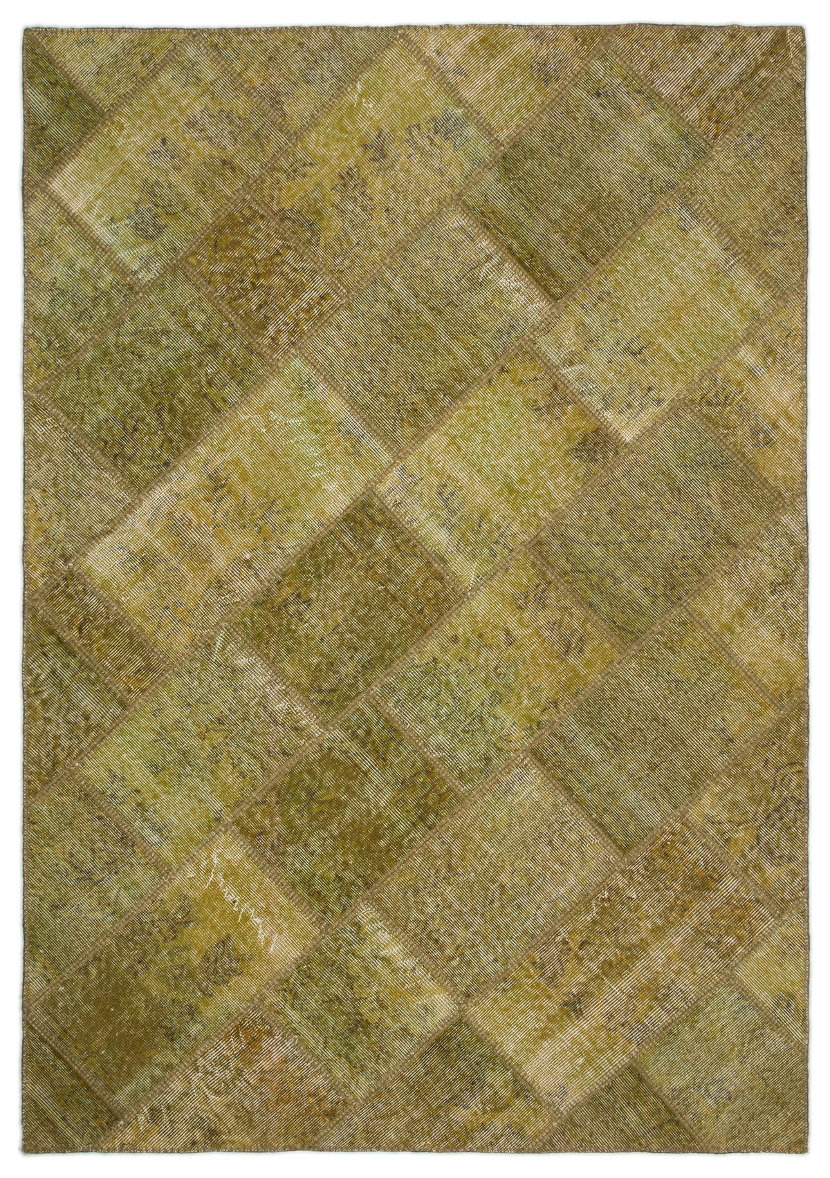 Green Over Dyed Patchwork Unique Rug 5'3'' x 7'7'' ft 160 x 230 cm