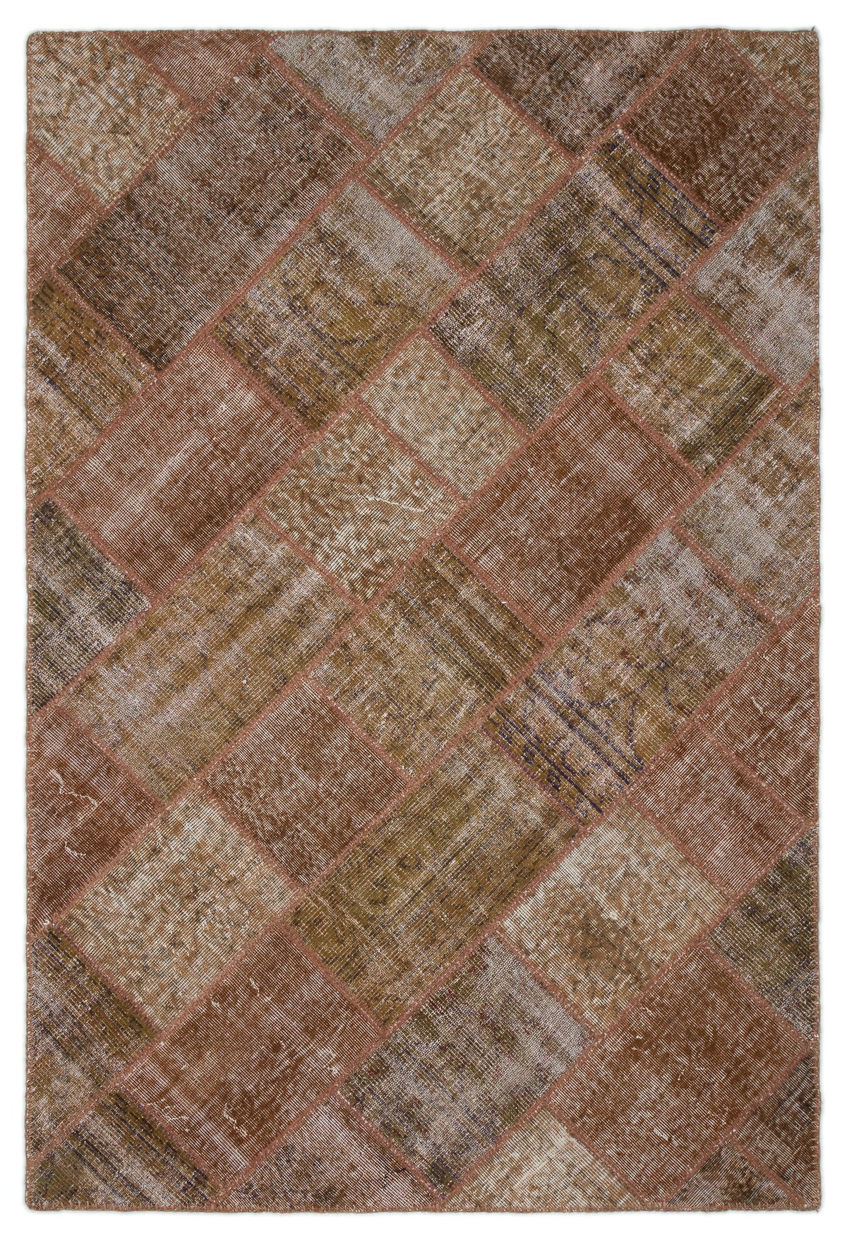 Brown Over Dyed Patchwork Unique Rug 5&#39;2&#39;&#39; x 7&#39;7&#39;&#39; ft 157 x 232 cm