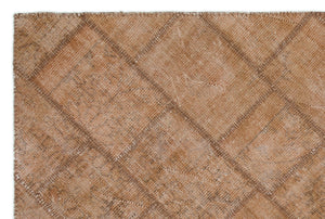 Brown Over Dyed Patchwork Unique Rug 5'1'' x 7'7'' ft 154 x 230 cm