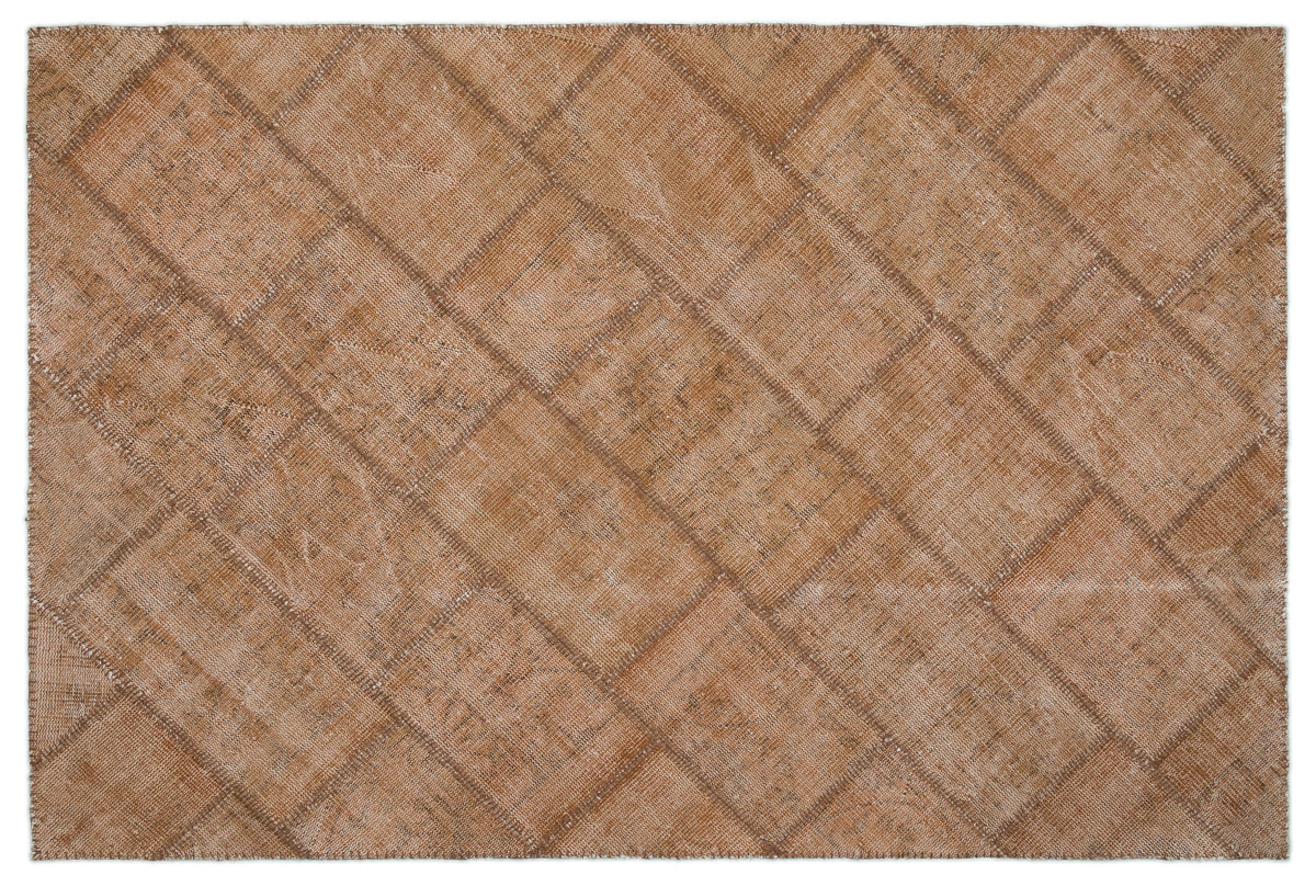 Brown Over Dyed Patchwork Unique Rug 5&#39;1&#39;&#39; x 7&#39;7&#39;&#39; ft 154 x 230 cm