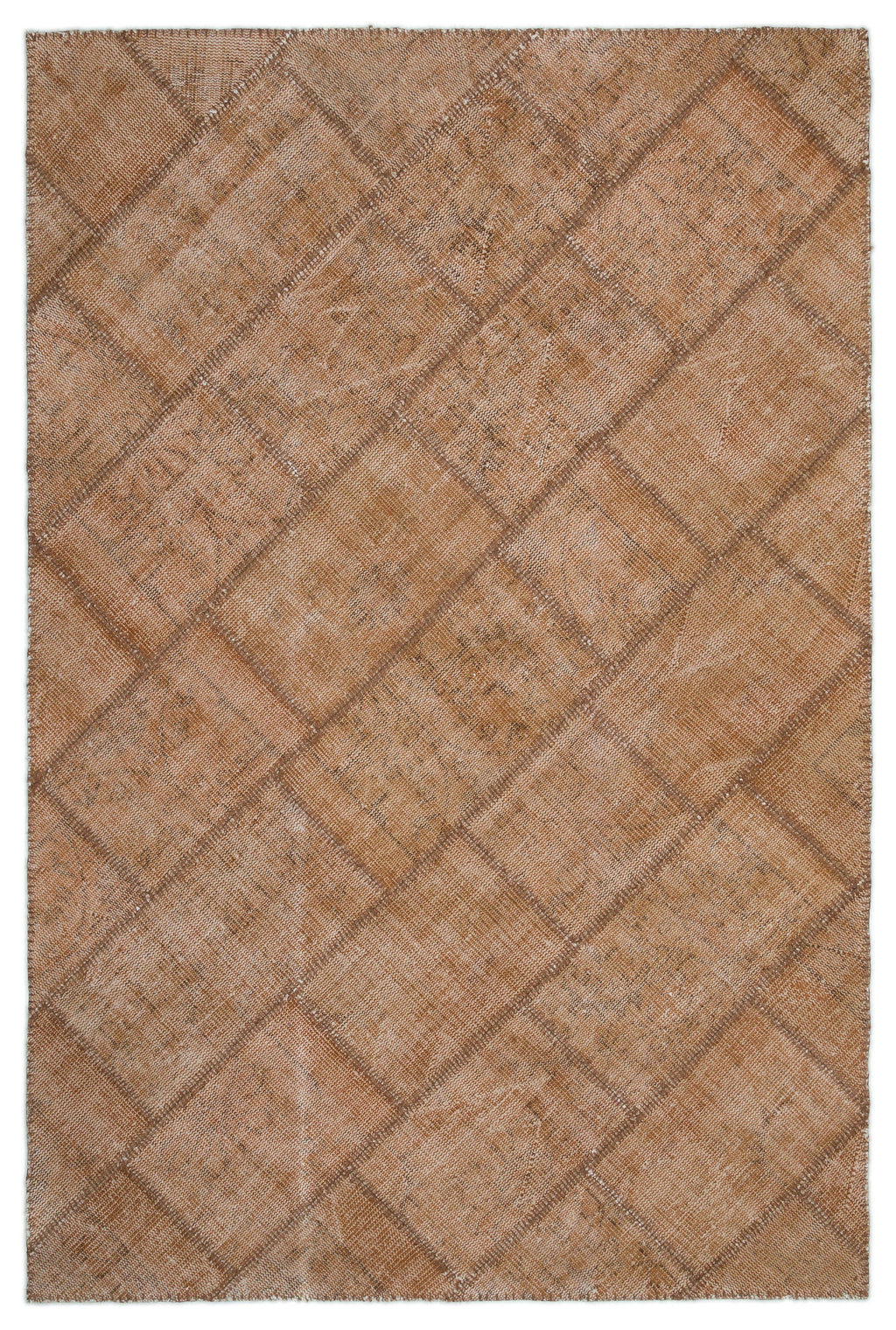 Brown Over Dyed Patchwork Unique Rug 5'1'' x 7'7'' ft 154 x 230 cm