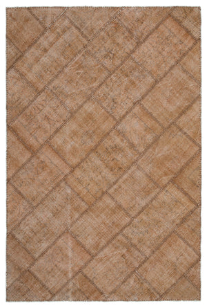 Brown Over Dyed Patchwork Unique Rug 5'1'' x 7'7'' ft 154 x 230 cm