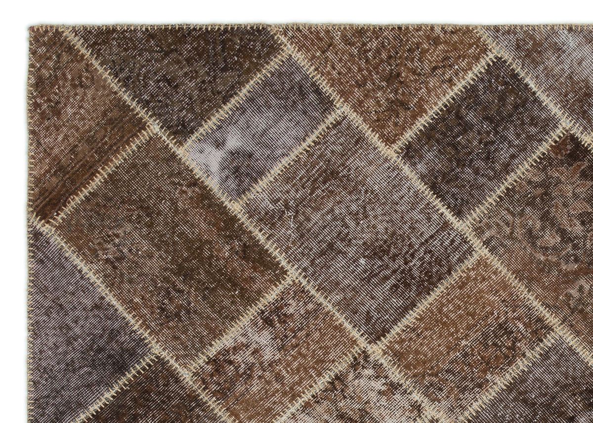 Brown Over Dyed Patchwork Unique Rug 5&#39;3&#39;&#39; x 7&#39;6&#39;&#39; ft 160 x 228 cm