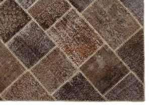 Brown Over Dyed Patchwork Unique Rug 5'3'' x 7'6'' ft 160 x 228 cm