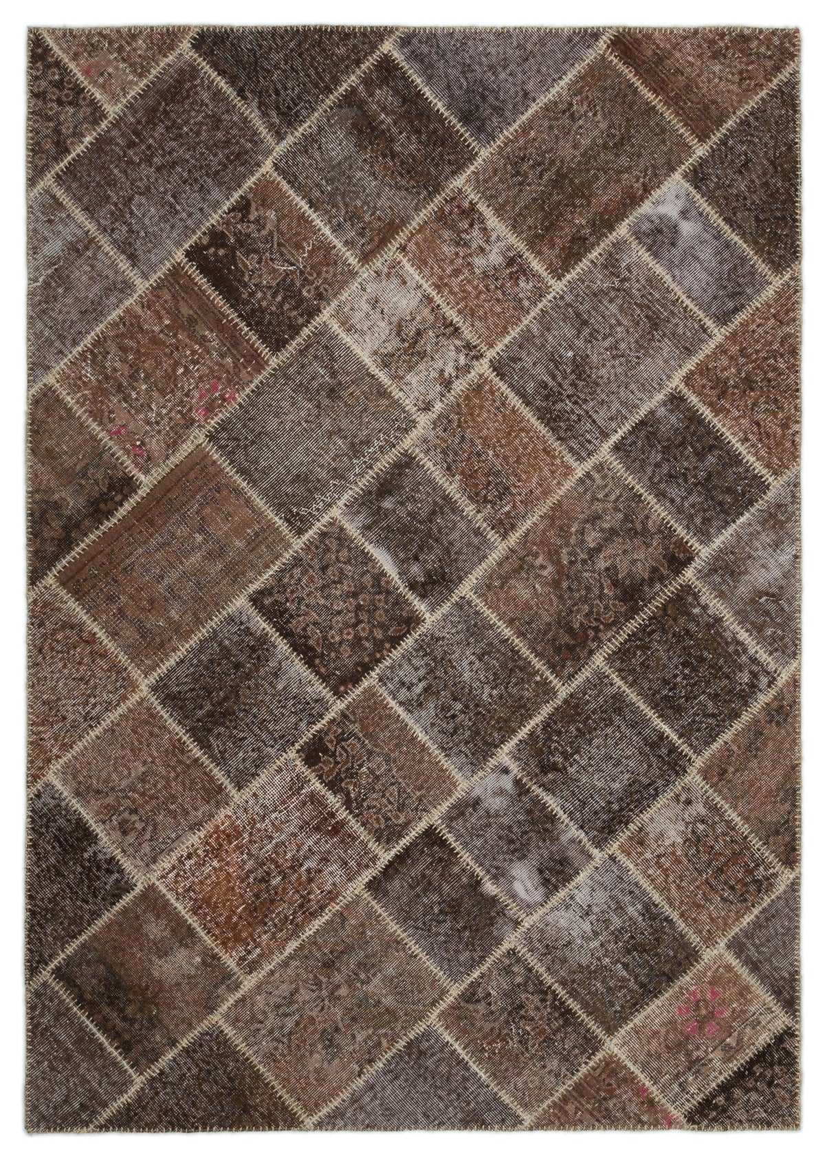 Brown Over Dyed Patchwork Unique Rug 5&#39;3&#39;&#39; x 7&#39;6&#39;&#39; ft 160 x 228 cm