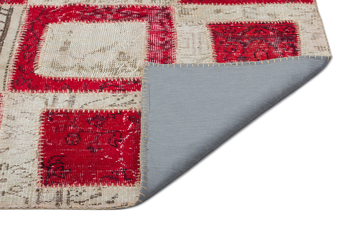 Red Over Dyed Patchwork Unique Rug 6&#39;3&#39;&#39; x 9&#39;2&#39;&#39; ft 190 x 280 cm