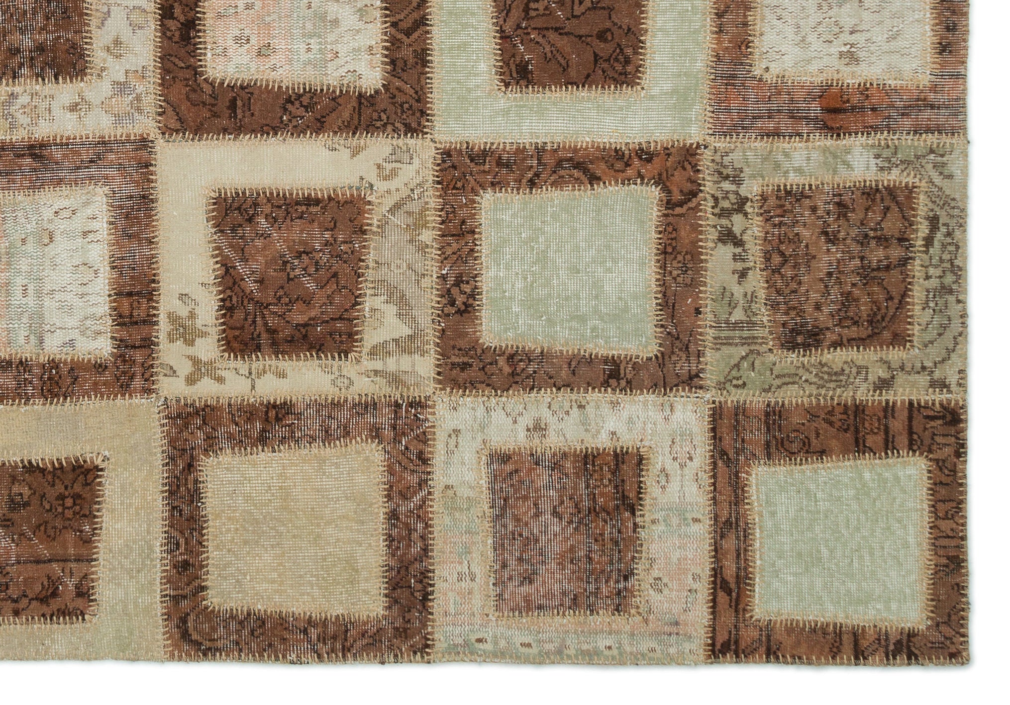 Beige Over Dyed Patchwork Unique Rug 6'6'' x 9'4'' ft 197 x 284 cm