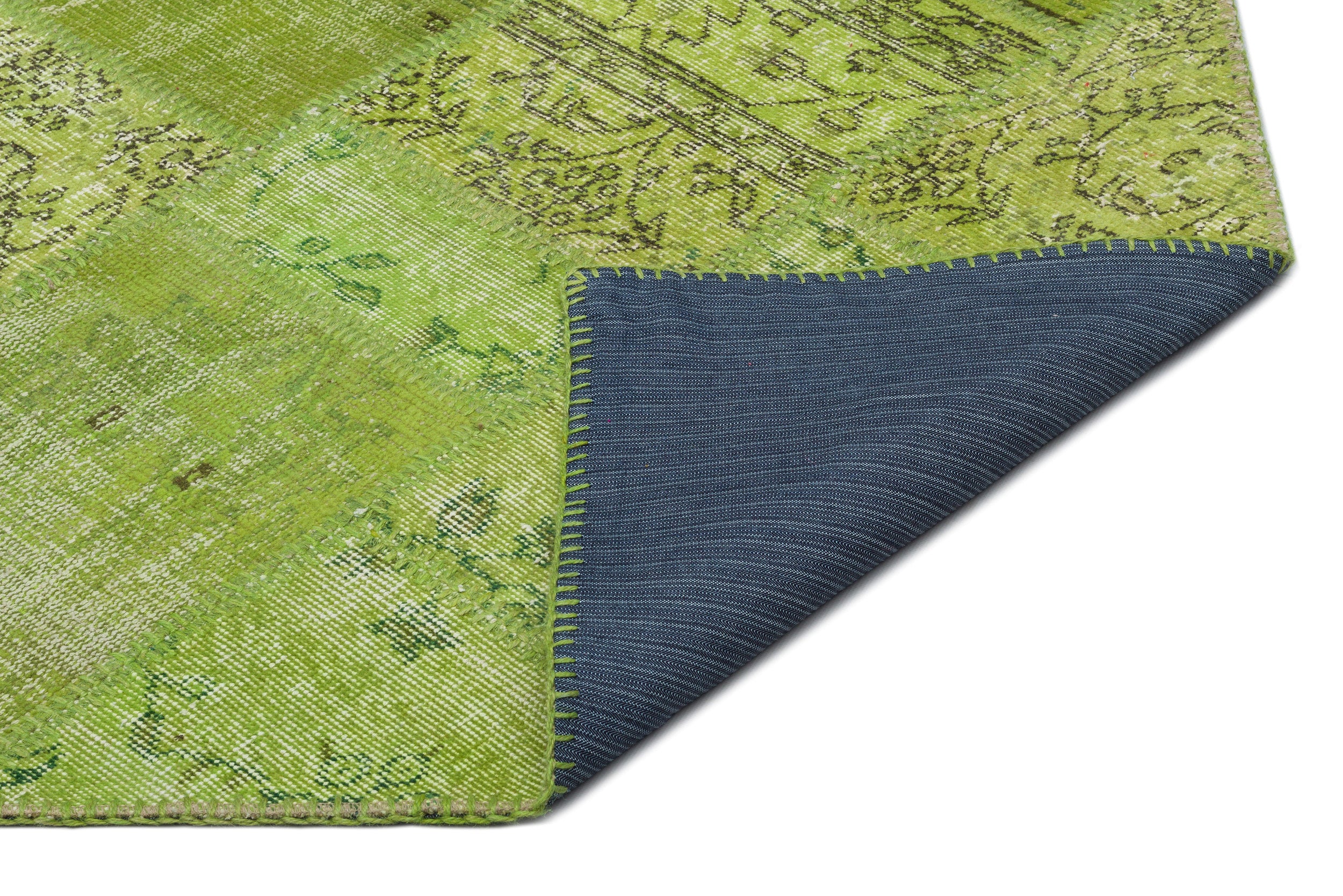 Green Over Dyed Patchwork Unique Rug 6'3'' x 9'4'' ft 191 x 285 cm