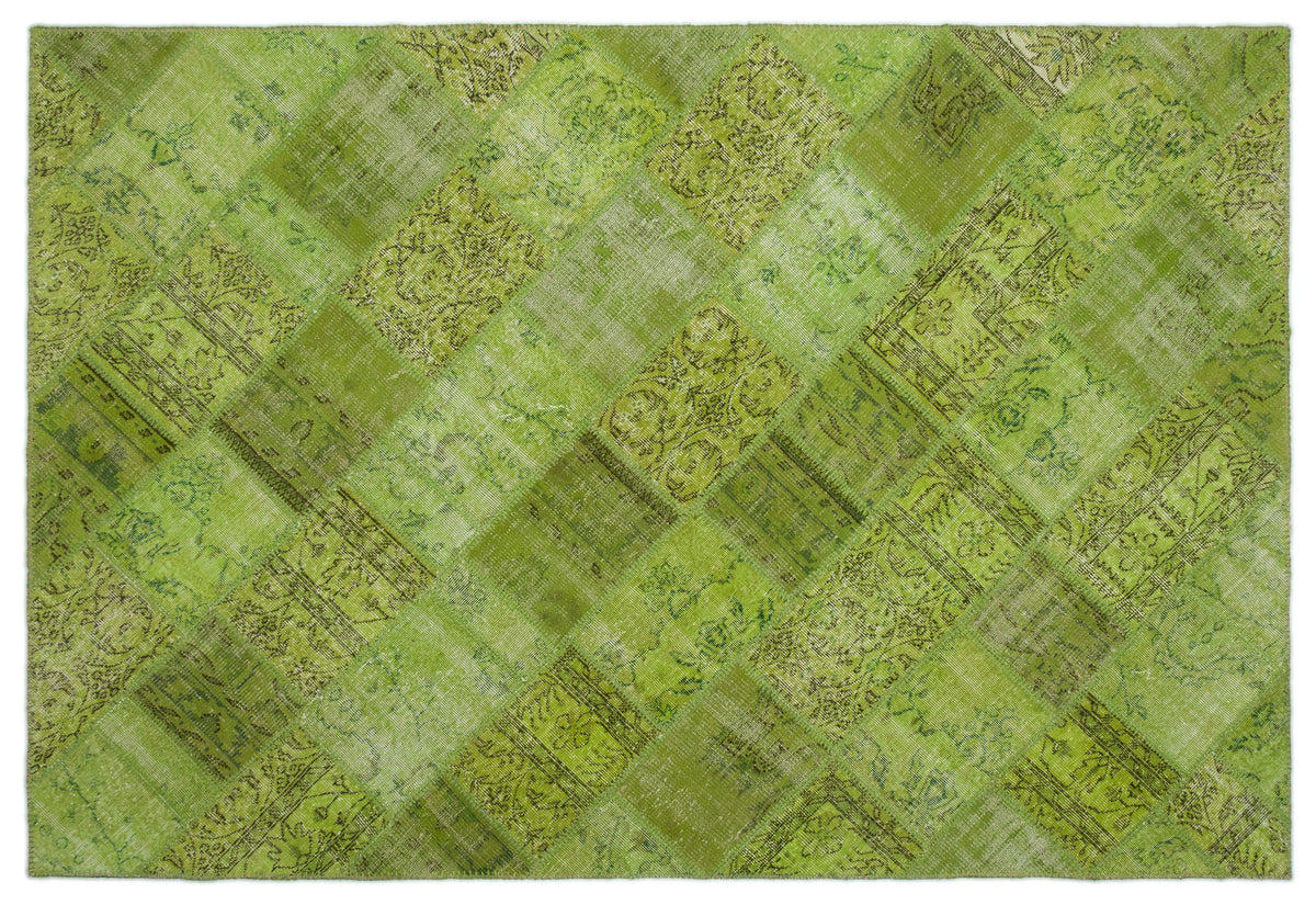 Green Over Dyed Patchwork Unique Rug 6'3'' x 9'4'' ft 191 x 285 cm