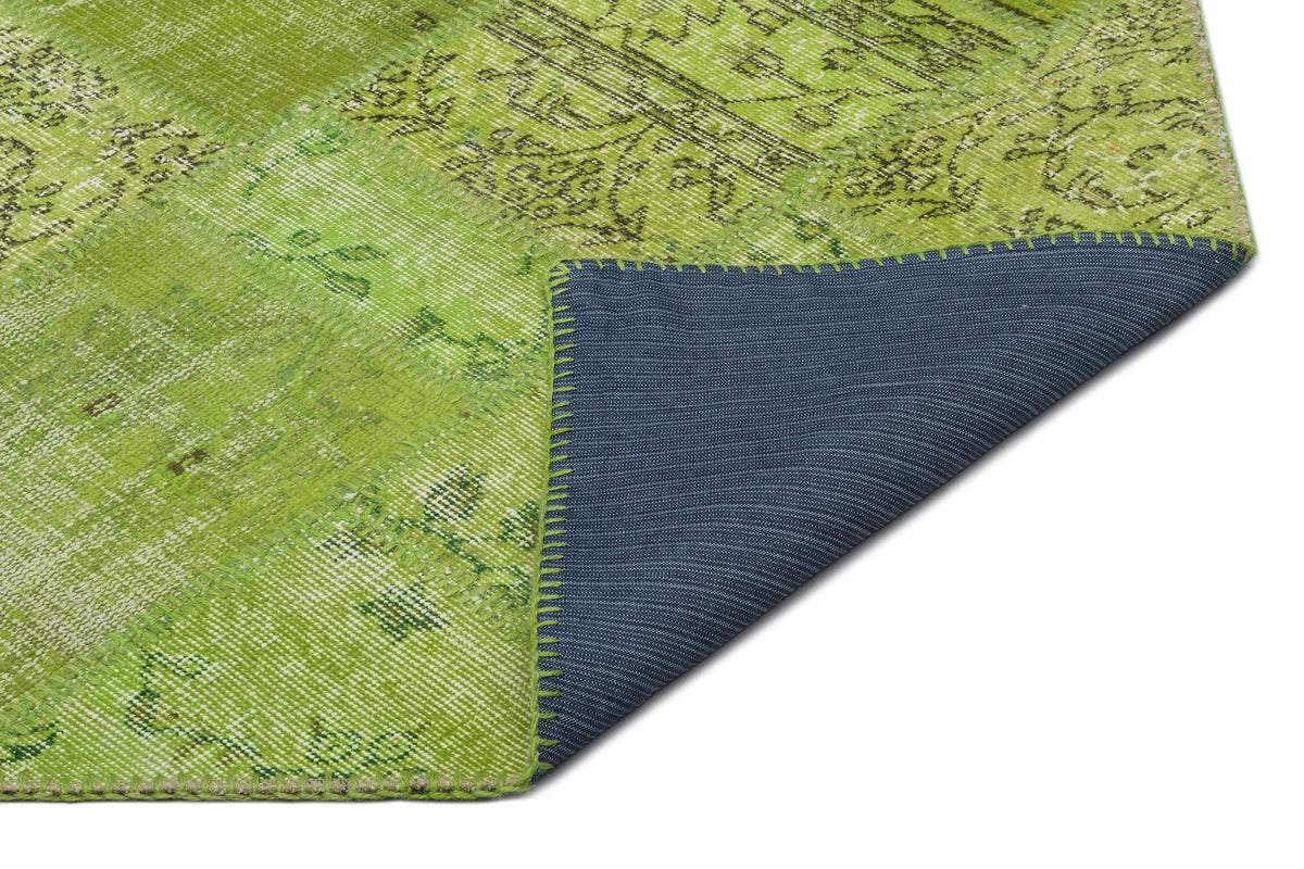 Green Over Dyed Patchwork Unique Rug 6'3'' x 9'4'' ft 191 x 285 cm