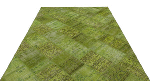 Green Over Dyed Patchwork Unique Rug 6'3'' x 9'4'' ft 191 x 285 cm