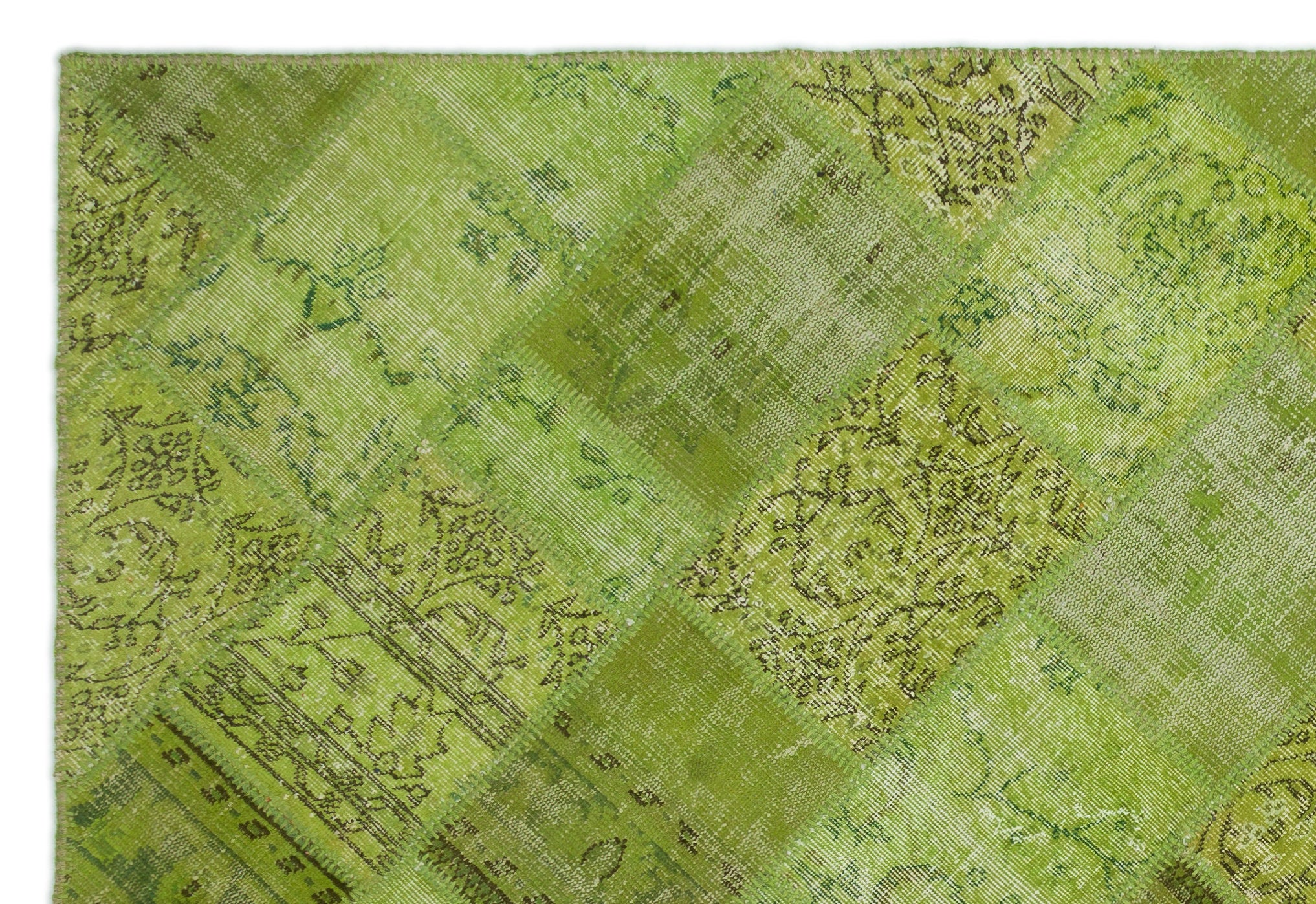Green Over Dyed Patchwork Unique Rug 6'3'' x 9'4'' ft 191 x 285 cm
